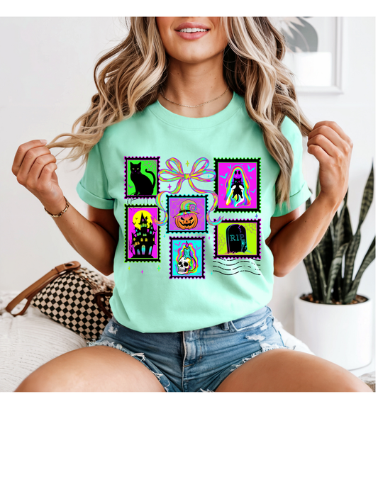 Bright Colored Spooky Stamps