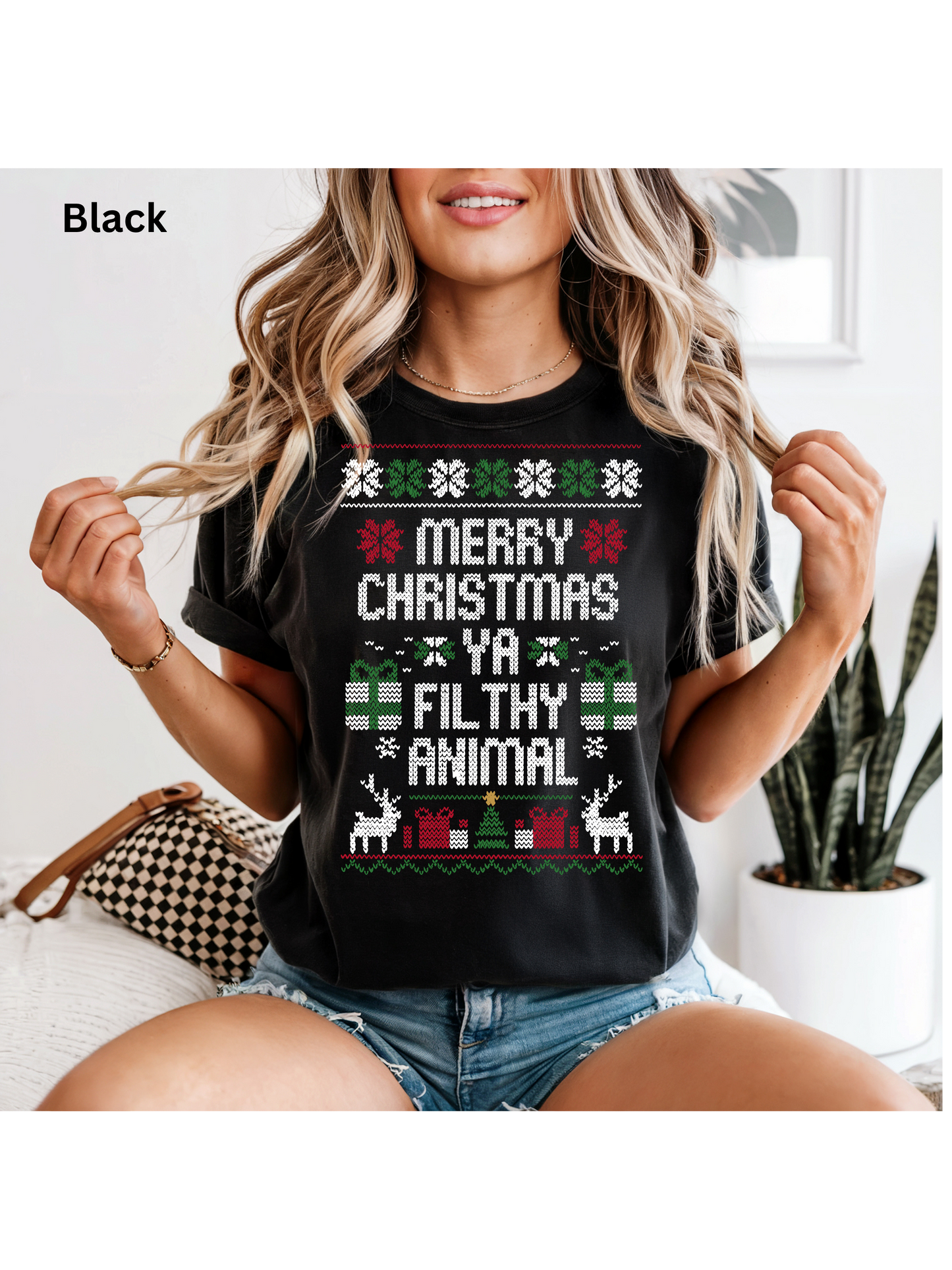 Merry Christmas Ya Filthy Animal Faux Christmas Sweater