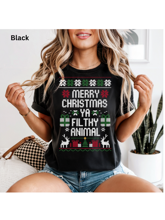 Merry Christmas Ya Filthy Animal Faux Christmas Sweater