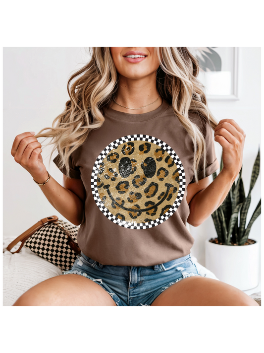 Distressed Leopard and Checkered Smiley