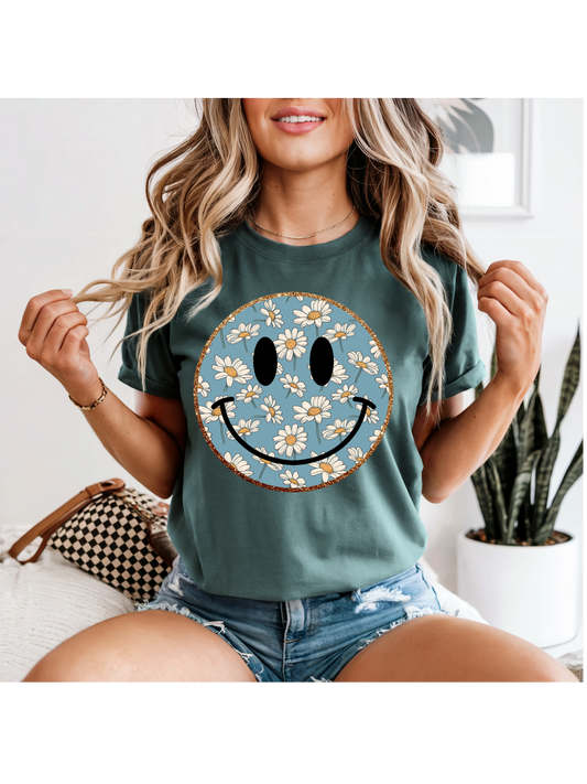 Daisey Smiley Face with Gold Glitter