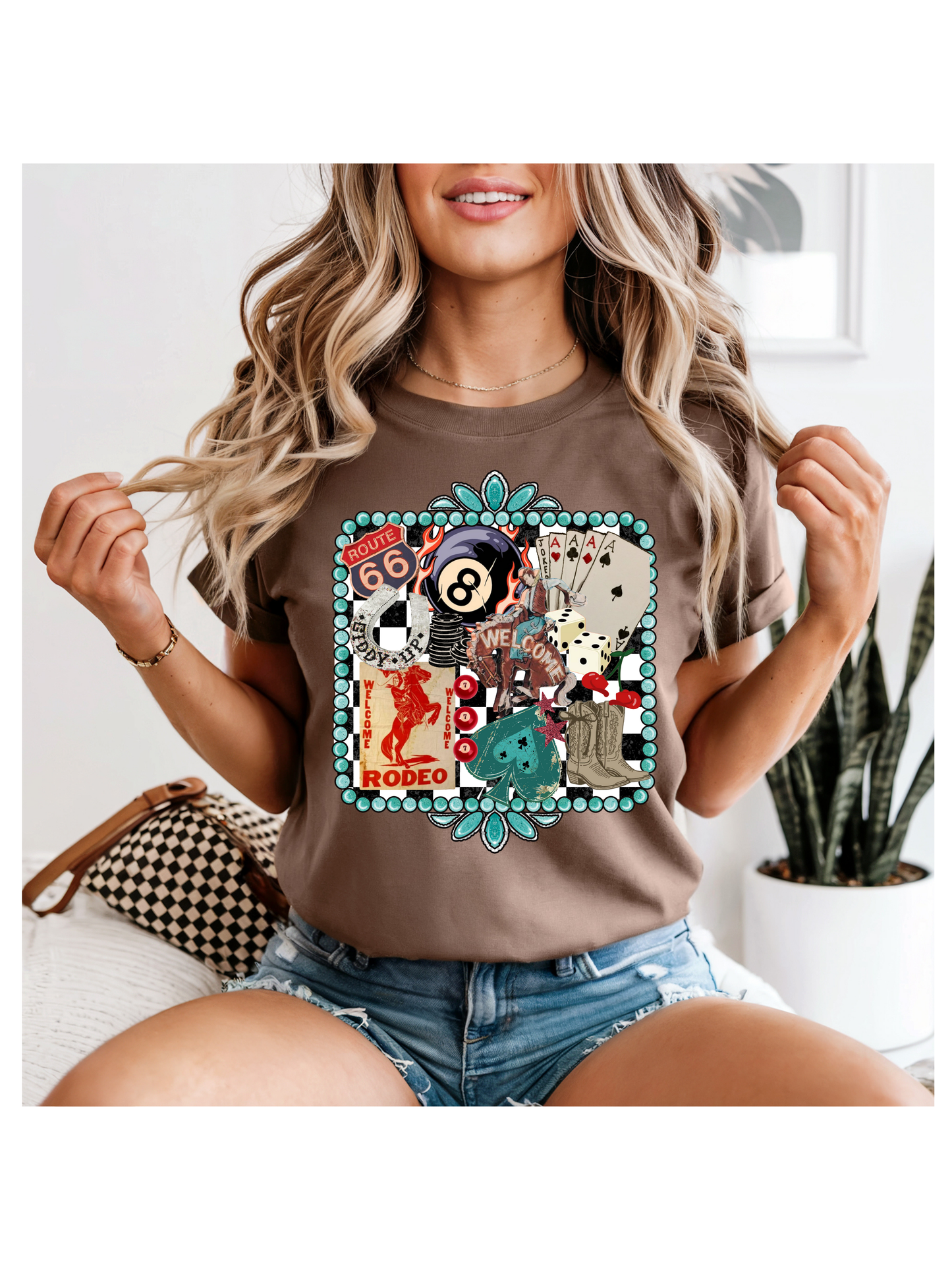 Western Rodeo 8 Ball Checkered Design