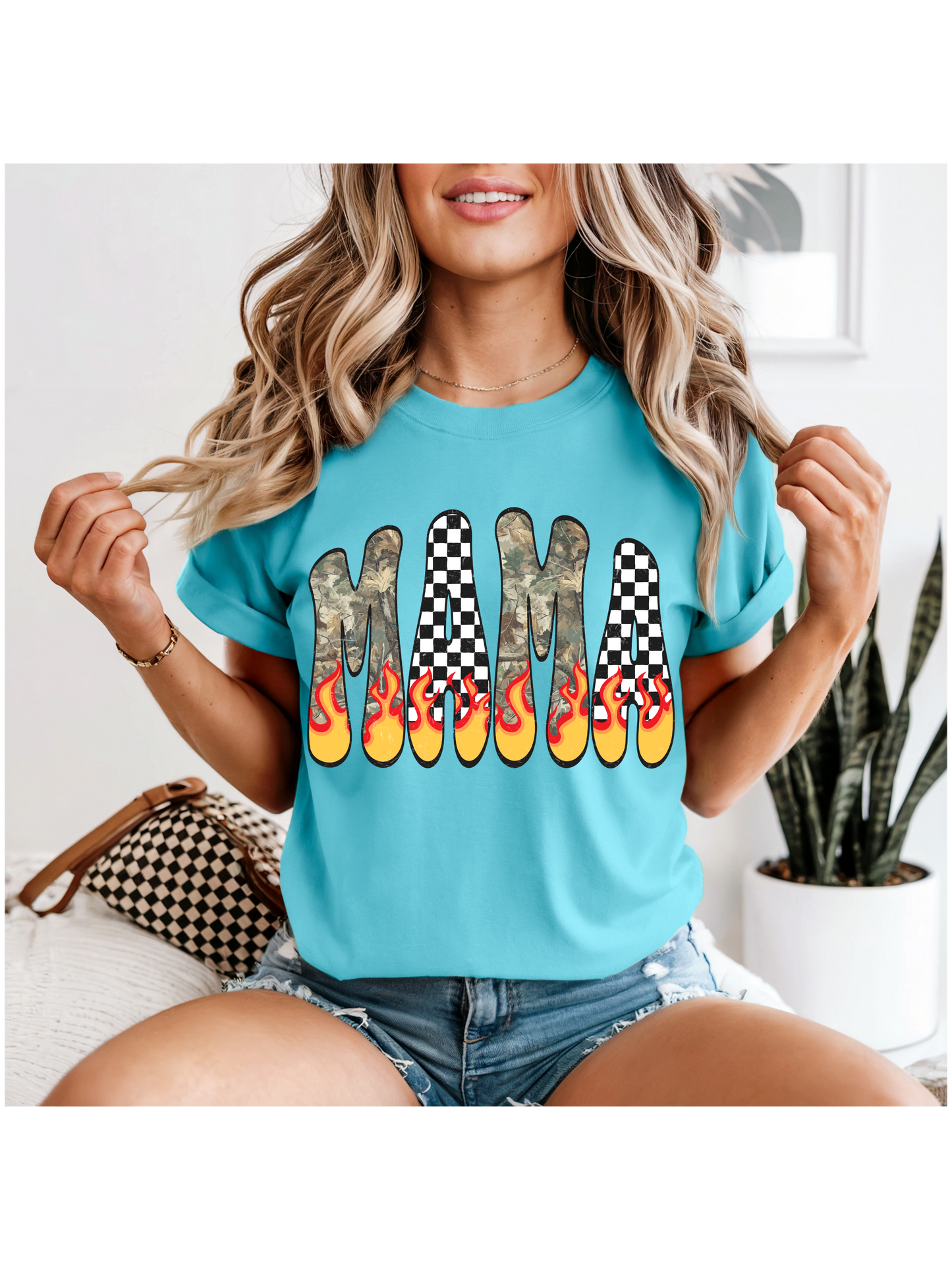 Camo Check Flames Mama