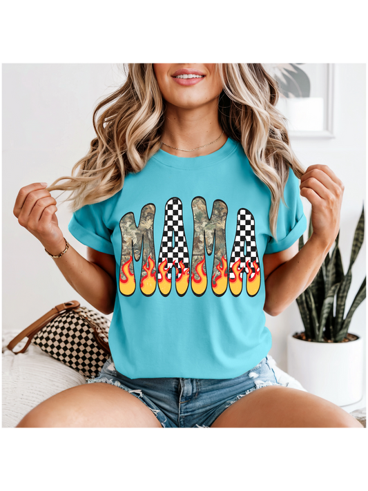 Camo Check Flames Mama
