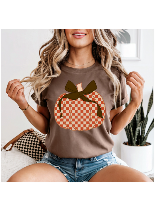 Checkered Bow Pumpkin