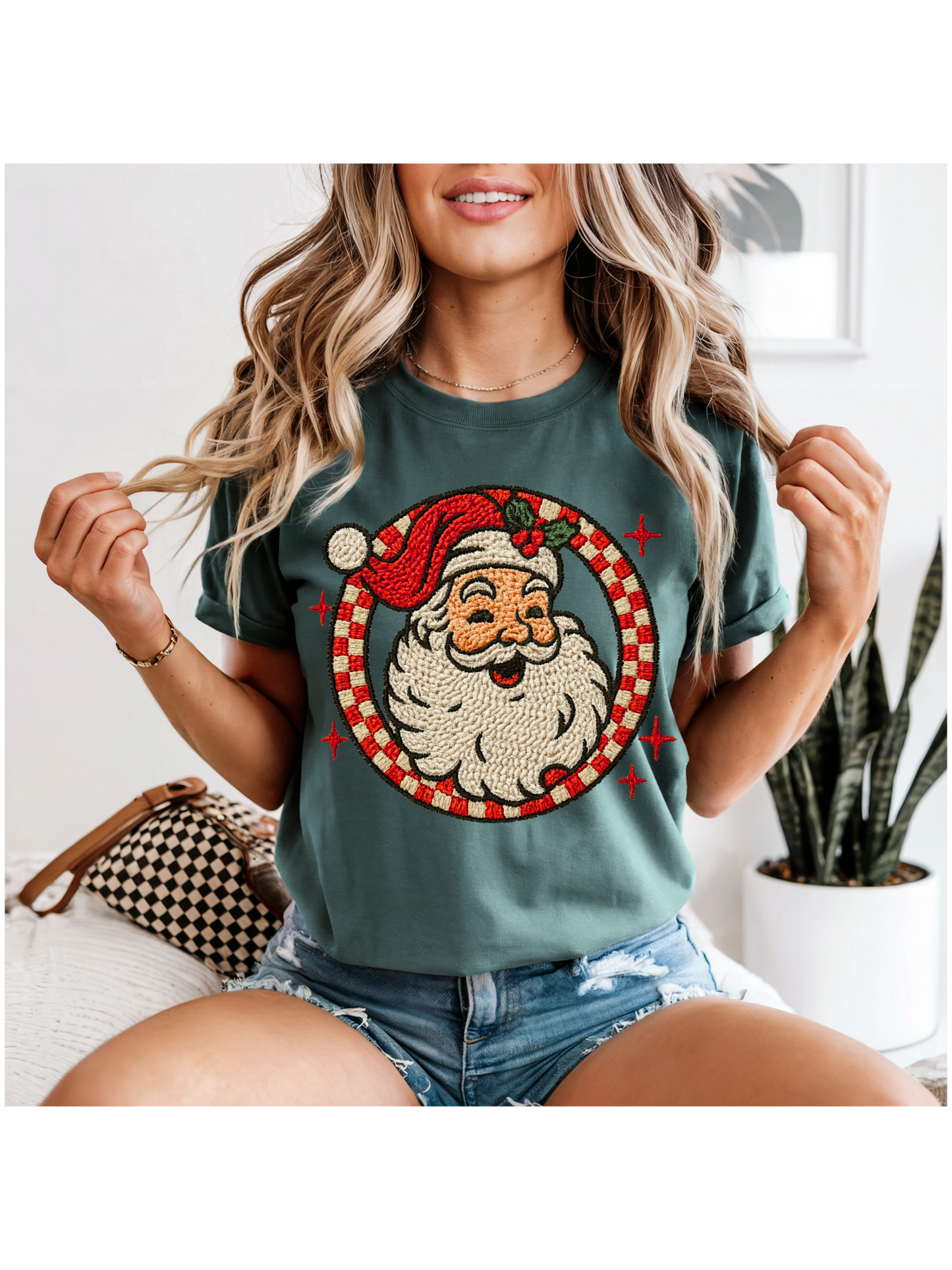 Faux Embroidered Santa