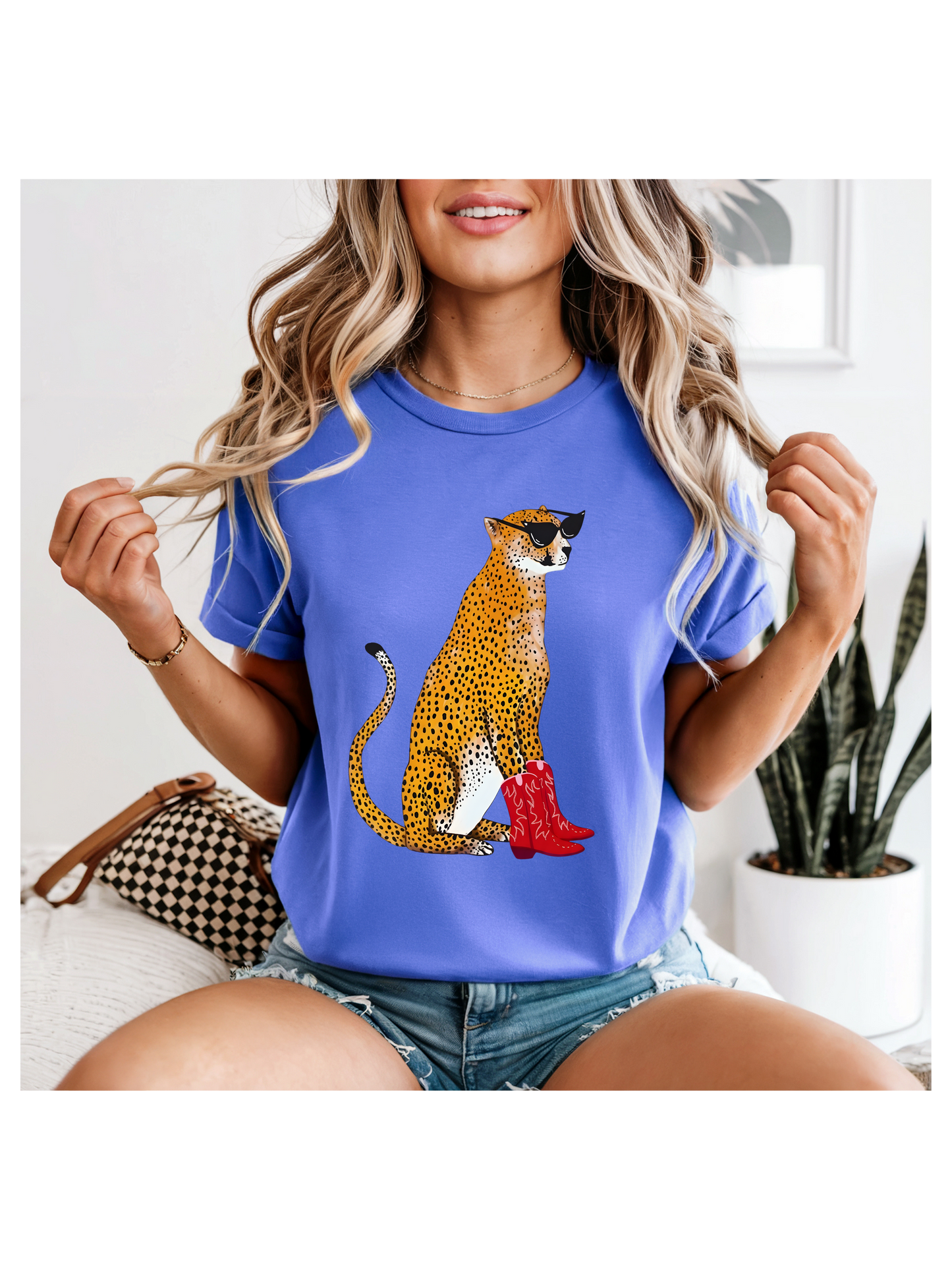 Swag Leopard with Red Cowboy Boots