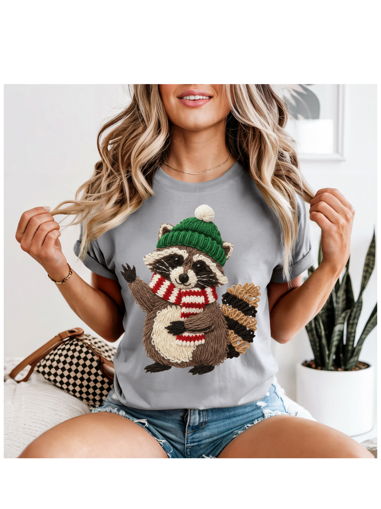 Faux Crochet Winter Raccoon