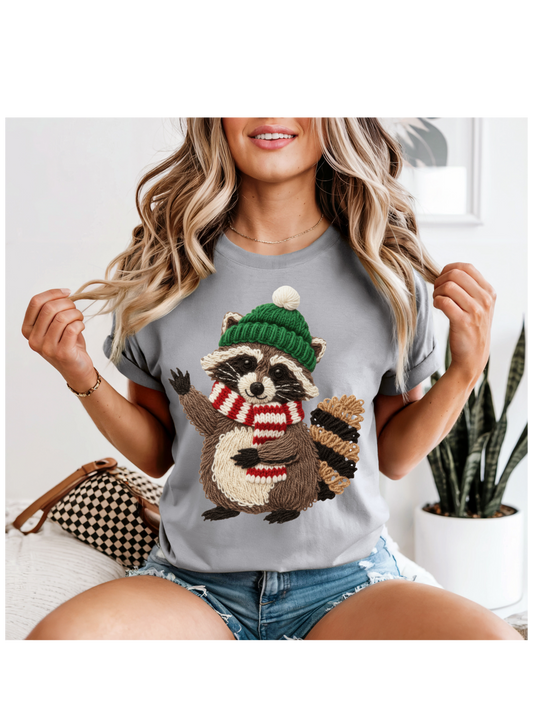 Faux Crochet Winter Raccoon